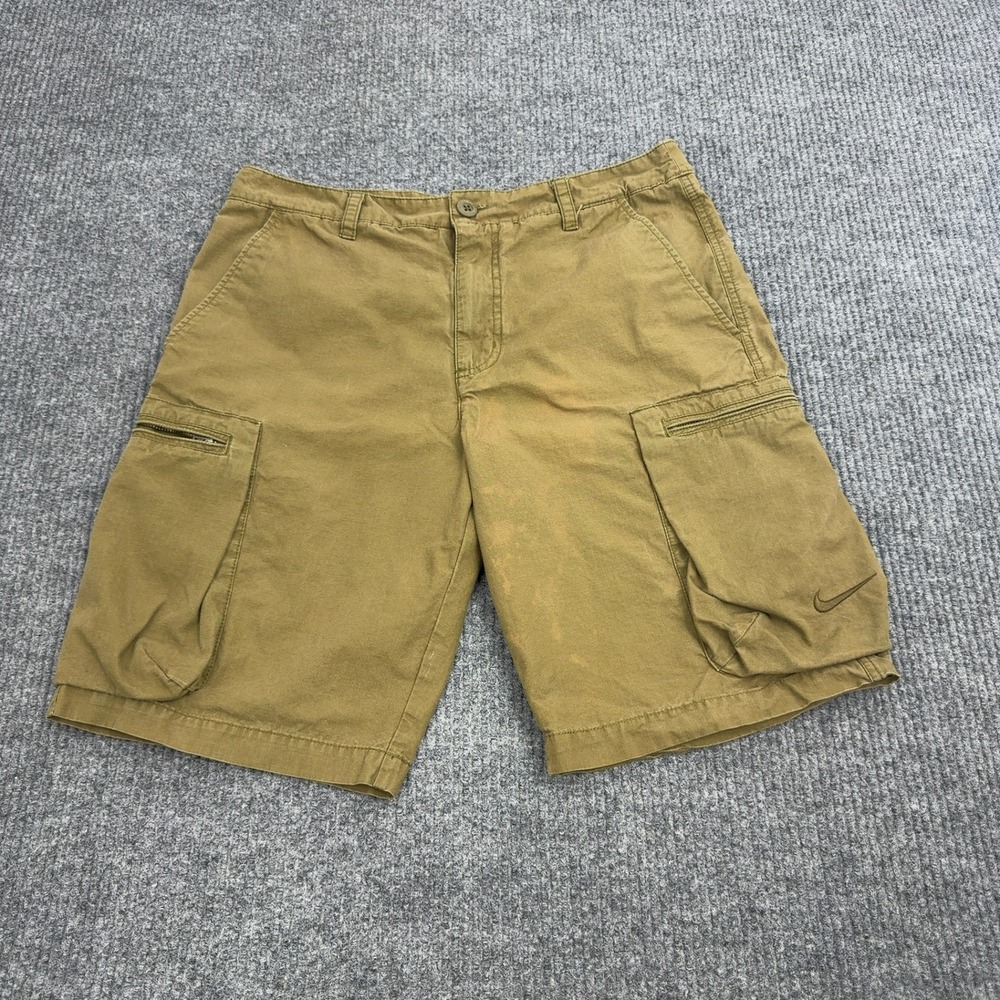Nike Cargo Shorts Mens 32 Brown Cotton Ripstop Embroidered Swoosh Gorpcore Skate